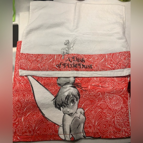 Disney Mickey & Tinkerbell Set Of 4 Kitchen Dish Towels - Picture 2 of 3